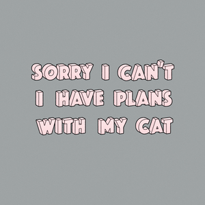 Sorry I Can't, I Have Plans With My Cat Grey Women's Poncho Tee- CLOUDBURST
